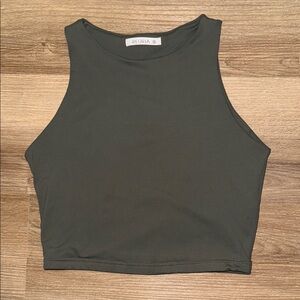 ReoRia Green Sleeveless Fitted Crop Tank Top